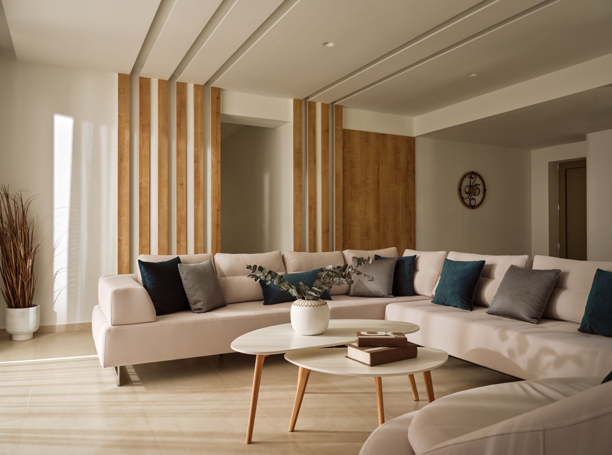 Spacious living room with sea-view terrace in the 7-bedroom villa in Zakynthos